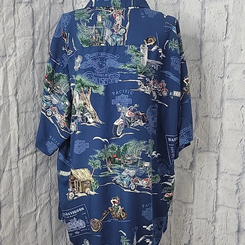 Harley-Davidson Blue‎ Casual Button Down Shirt - Picture 9 of 14
